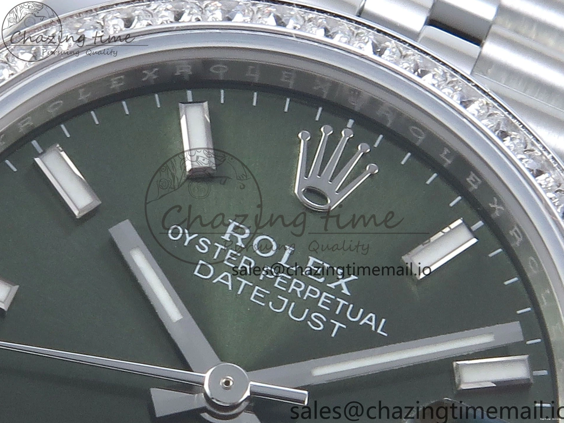 0109 Bright DateJust 31 278384RBR ARF 1:1 Best Edition 904L Steel Green Stick Dial Diamonds Bezel on SS Jubilee Bracelet ETA 450